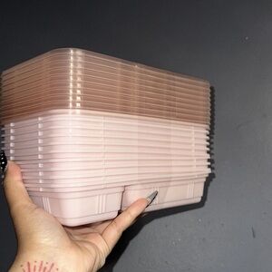 Stackable Pink Meal Prep Plates